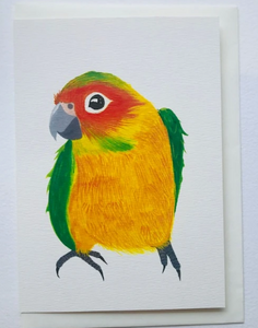 Quirky Critters Square Card-Giftware-Quirky Critters-Sun Conure-Bristle by Melissa Simmonds